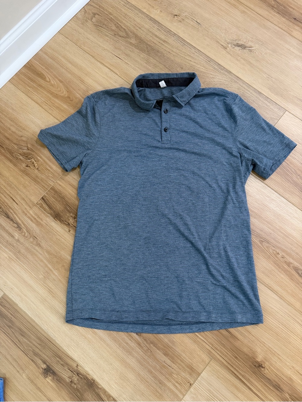 Lululemon Men's Heather Blue Short-Sleeve Polo Shirt